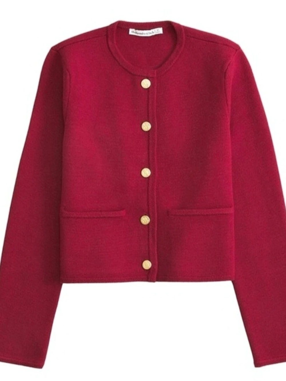 Abercrombie & Fitch LuxeLoft red cardigan gold buttons
